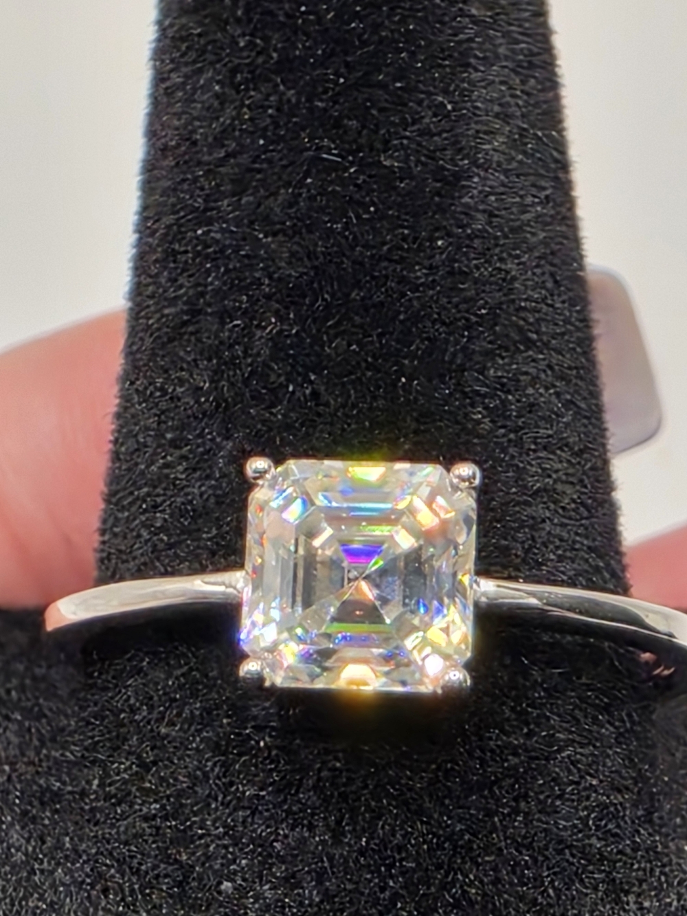 1.5ct Asscher Cut Moissanite S925 Size 9